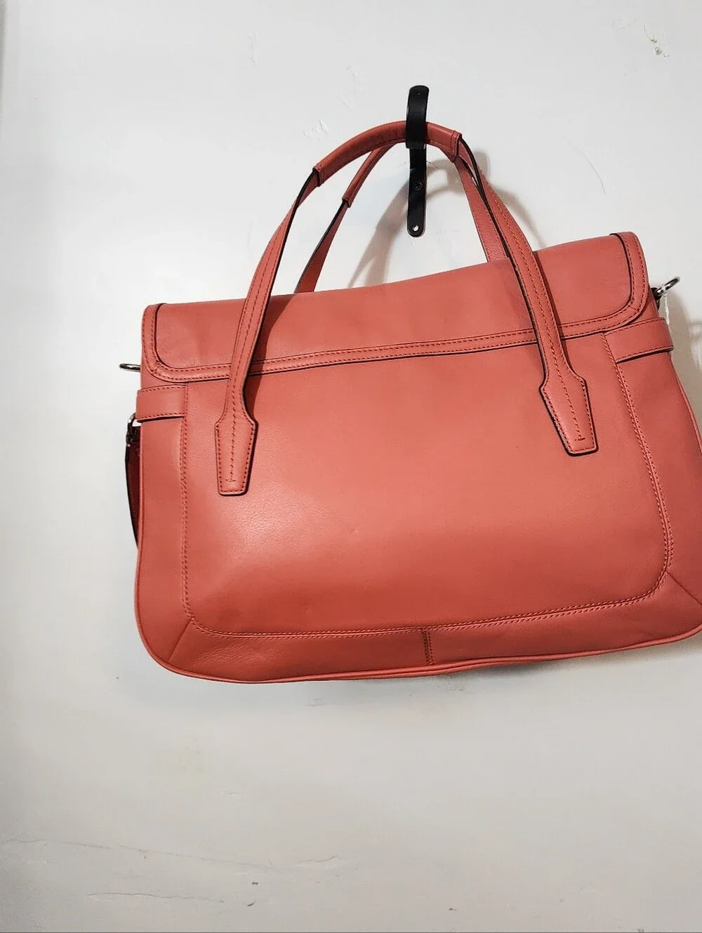Coach Coral-Orange Leather Satchel